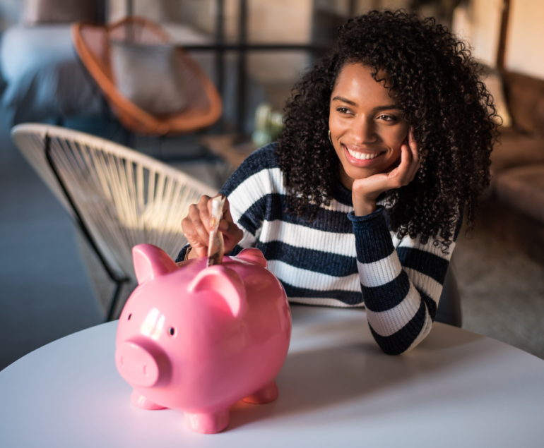 Women with piggy bank